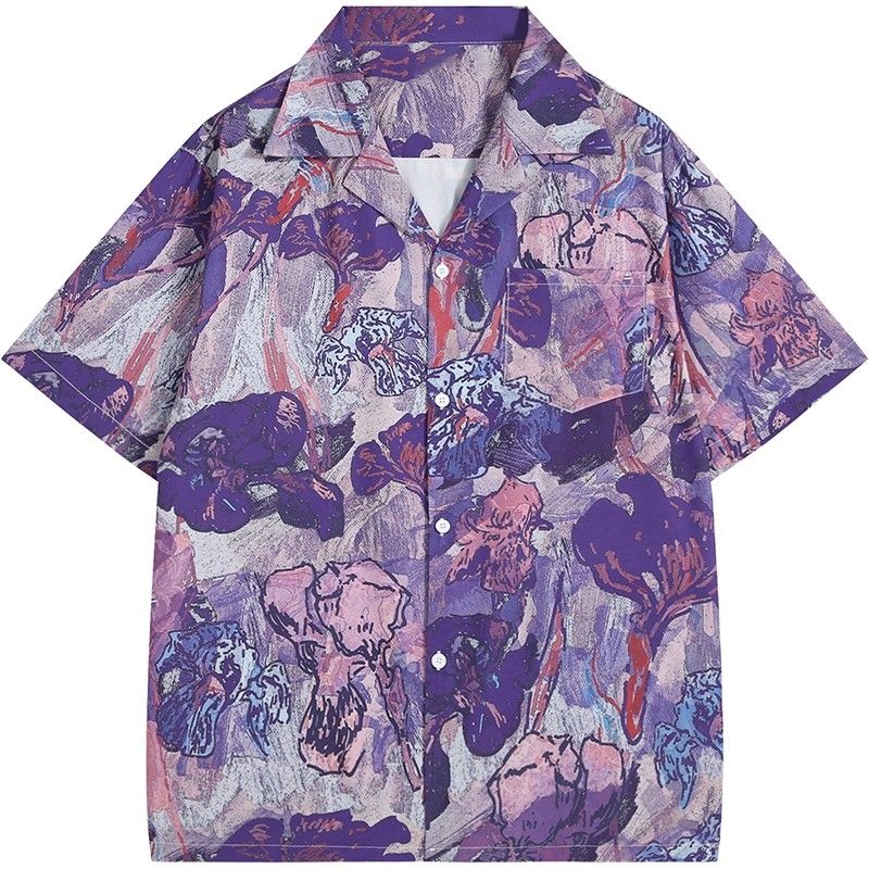 Resort Shirt Floral - Camisa Unissex Oversized de Manga Curta
