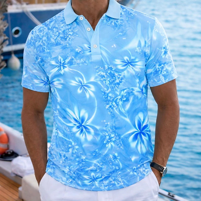 Resort Shirt Floral - Camisa Polo Masculina Floral Verde Neon