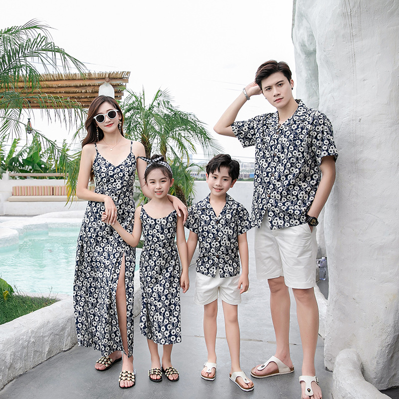 Resort Shirt Floral - Conjunto Familiar Combinando: Vestido Maxi Floral