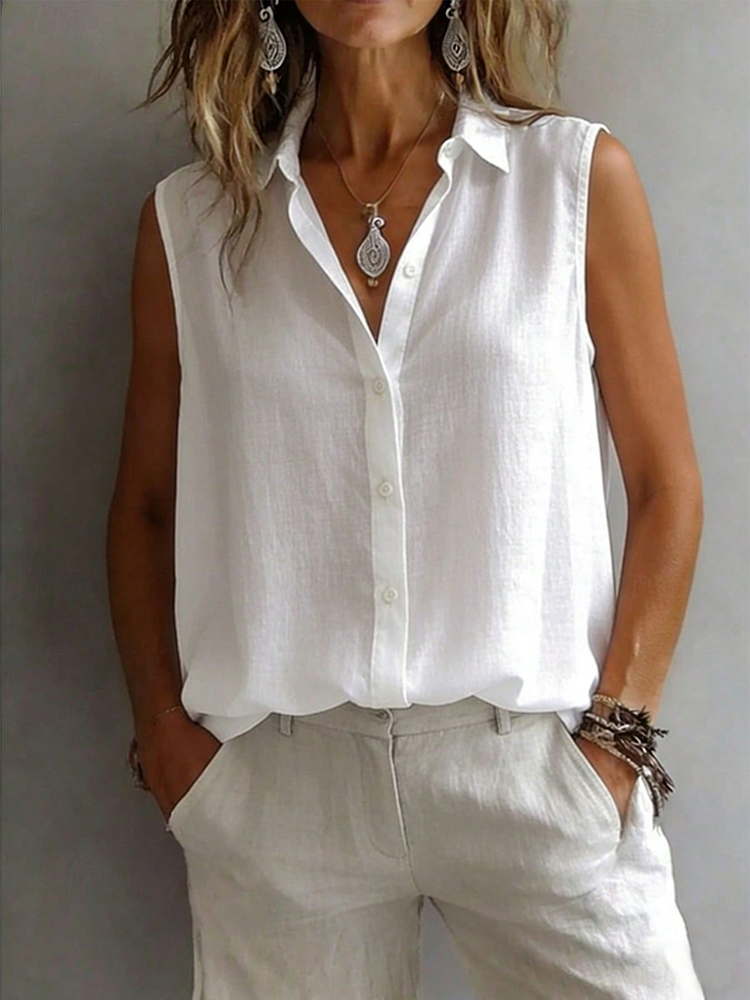 Shirt Camp Collar - Camisa Sem Mangas Elegante e Fashionável