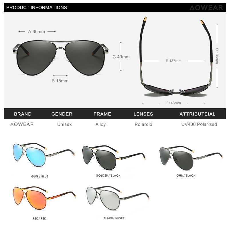 Aowear óculos de sol de aviaçã - Sunglasses Aviator Polarized avaliação e preço