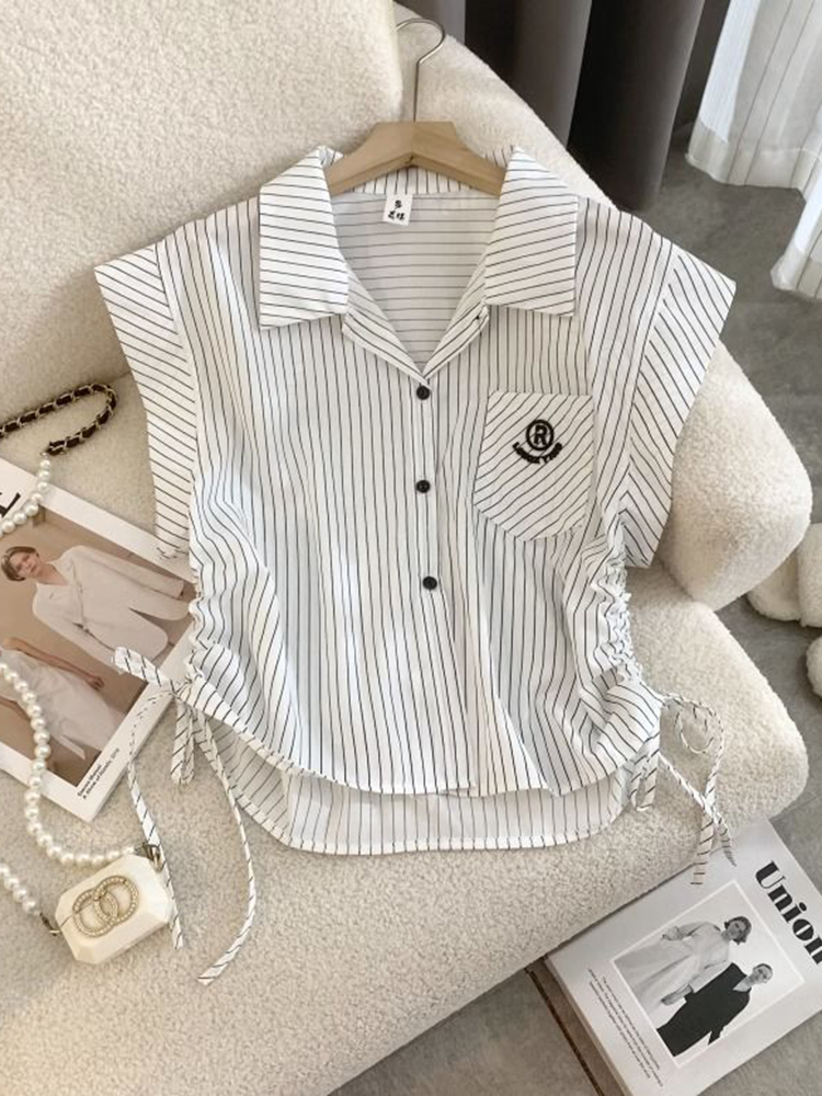 Jmprs listrado carta camisa fe - Shirt Camp Collar avaliação e preço