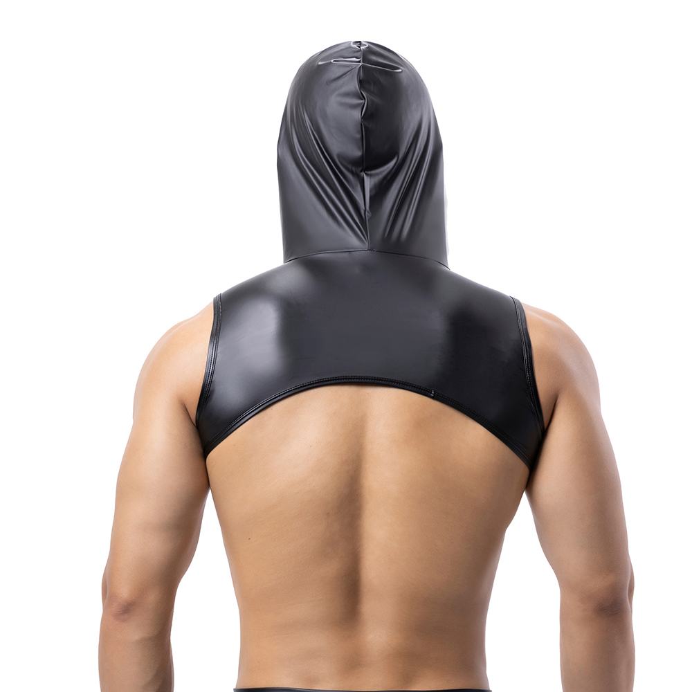 Homens de couro falso com capu - Tank Top Muscle avaliação e preço